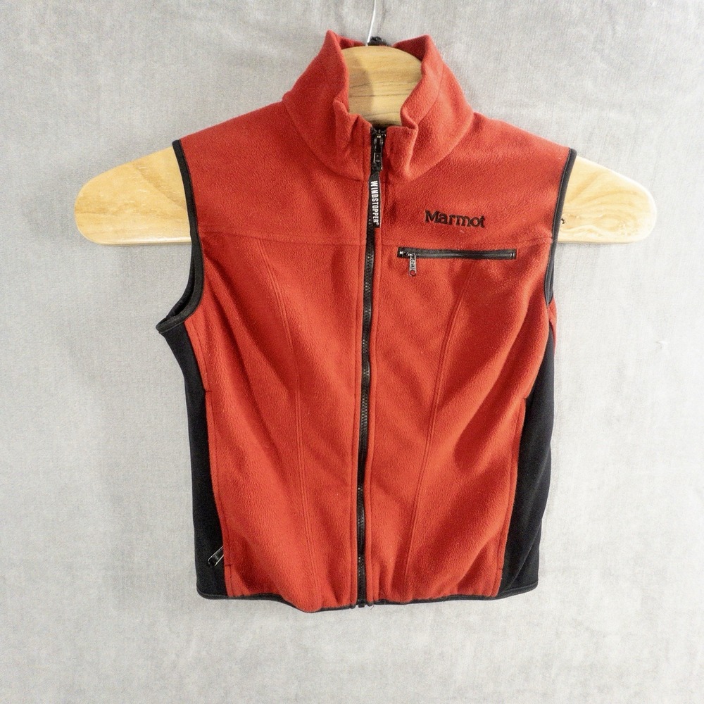 Marmot Red Windstopper Fleece Fill Zip Vest Womens Small Gorpcore Outdoors Ski